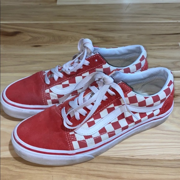 vans shoes red checkered